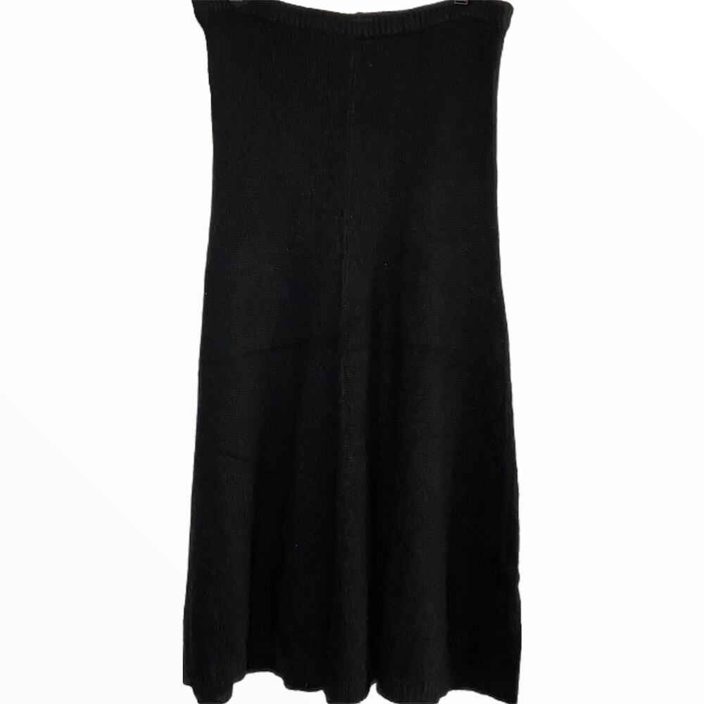 Vintage Sweater Midi Skirt Silk Angora Lambswool 80s Ribbed Knit Black M